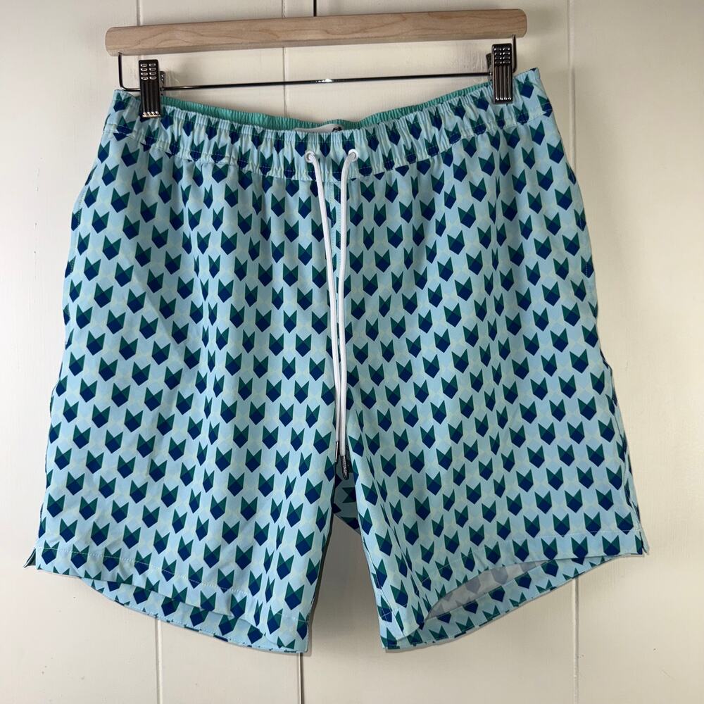 Men's Bonobos M Blue Chevron Swim Trunks Shorts